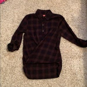 3/4 button plaid shirt